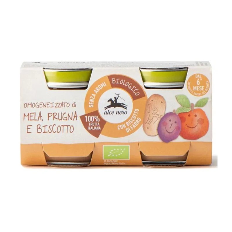 ALCE NERO ALCE NERO PETIT POT POMME PRUNEAUX BISCUIT 2*80G