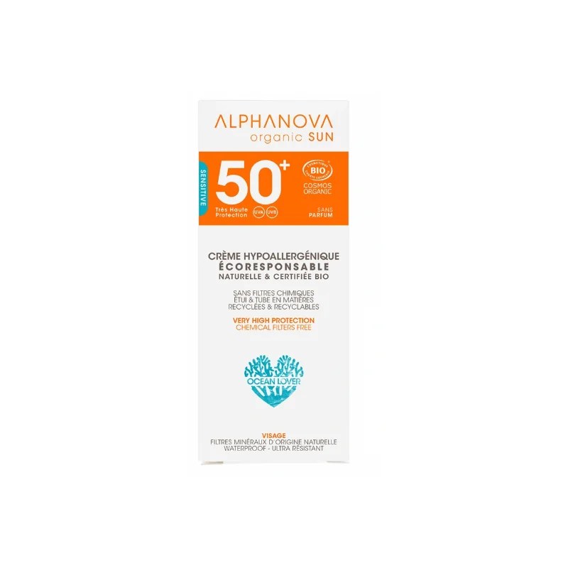 alphanova ALPHANOVA Crème solaire certifiée bio hypoallergénique visage SPF 50+ sensitive