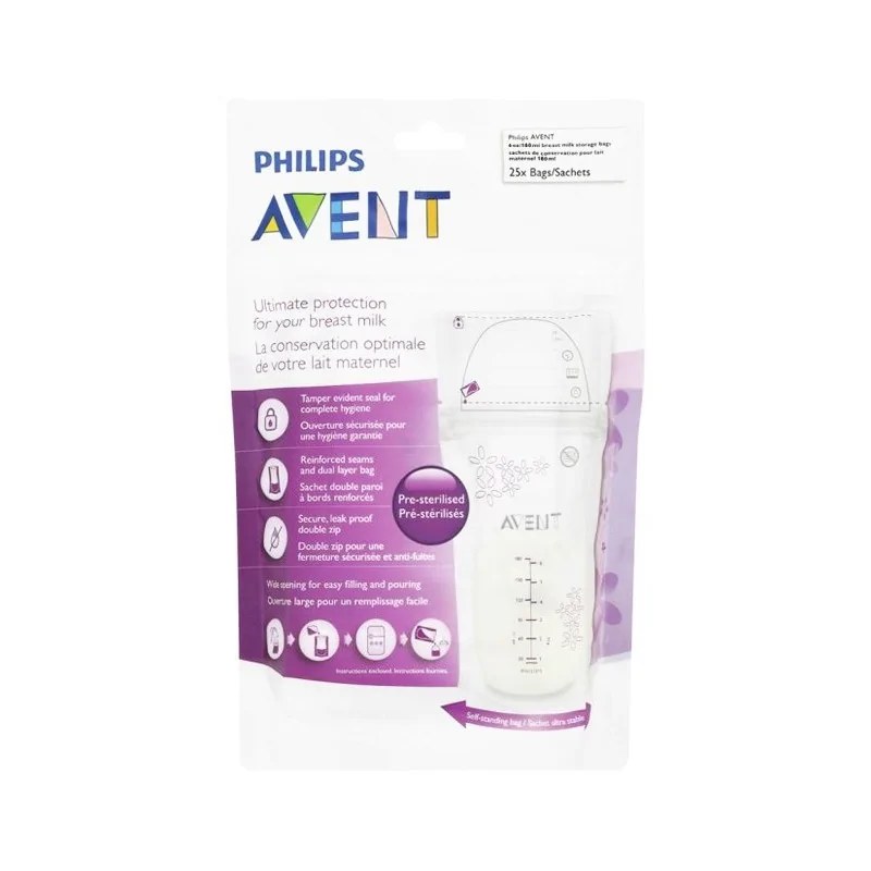 AVENT AVENT Sachets de conservation pour le lait maternel 180 ml – X25