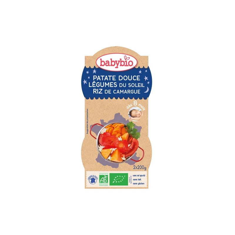 BABYBIO Babybio Bol Patate Douce Légumes du Soleil Riz de Camargue 2X220G