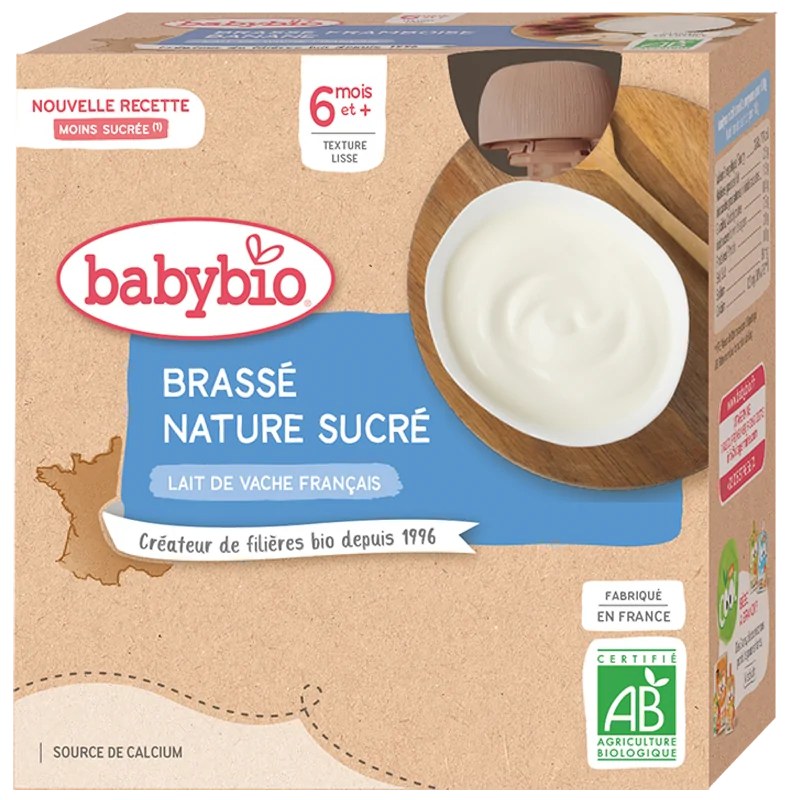 BABYBIO Babybio Brassé Nature Sucré 4X85G
