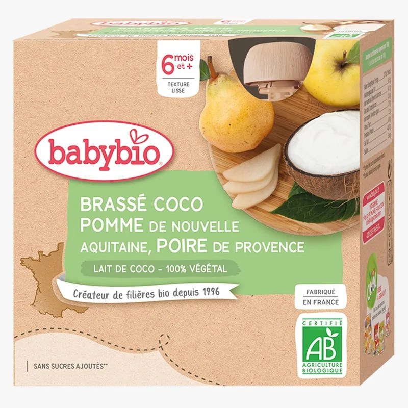 BABYBIO BABYBIO GOURDE BRASSE COCO POMME POIRE 4x85G