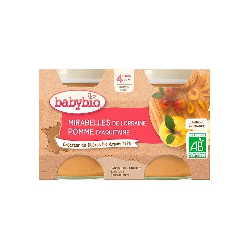 BABYBIO BABYBIO Petit Pot Mirabelle & Pomme 2x130g Bio