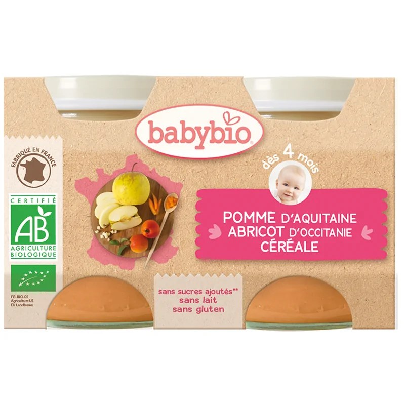 BABYBIO Babybio Pomme d’Aquitaine Abricot d’Occitanie Céréale 2X130G