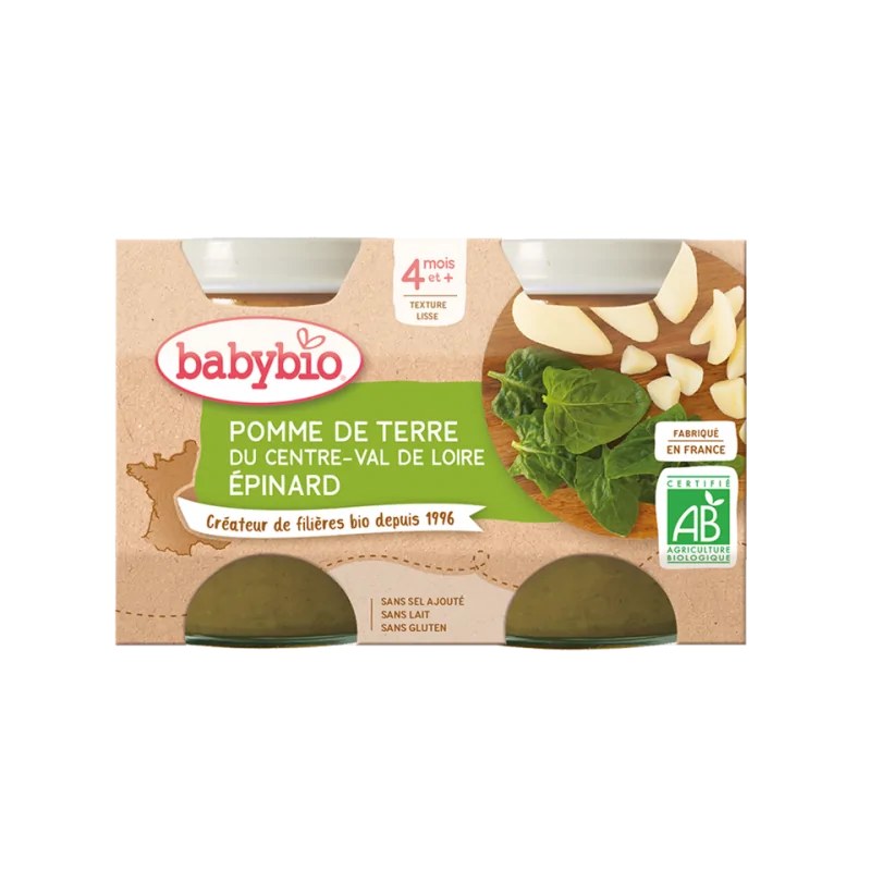 BABYBIO Babybio Pomme de Terre du Centre-Val de Loire Épinard 2X130G