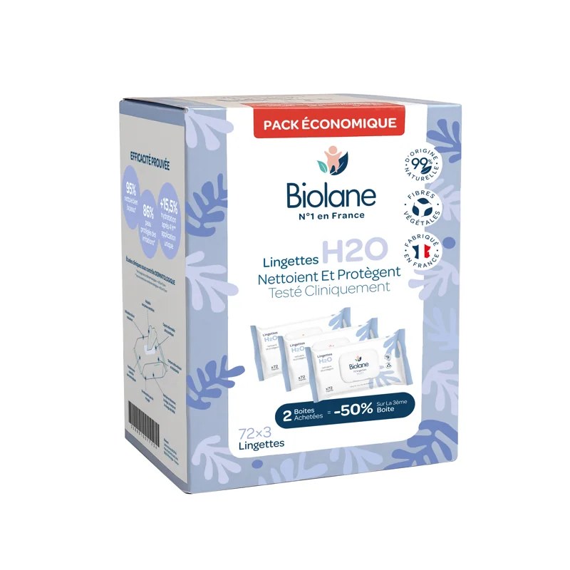 Biolane BIOLANE LINGETTES H2O PACK ECONOMIQUE 72*3 LINGETTES