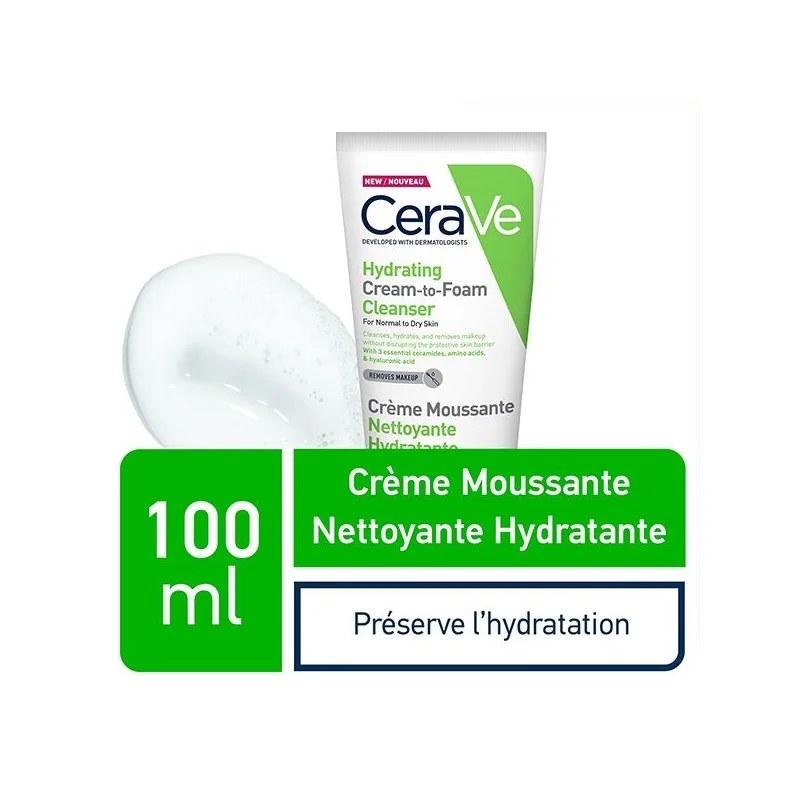 CERAVE   Cerave crème moussante Nettoyante Hydratante – 100 ml PNS