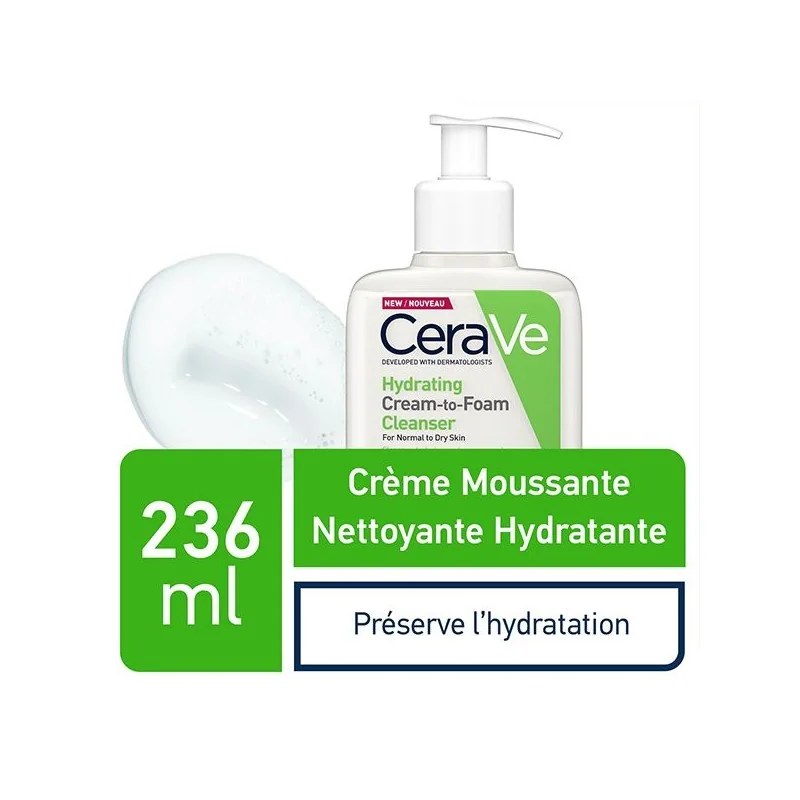 CERAVE   CERAVE CREME MOUSSANTE NETTOYANTE HYDRATANTE PEAUX  SECHES 236ML