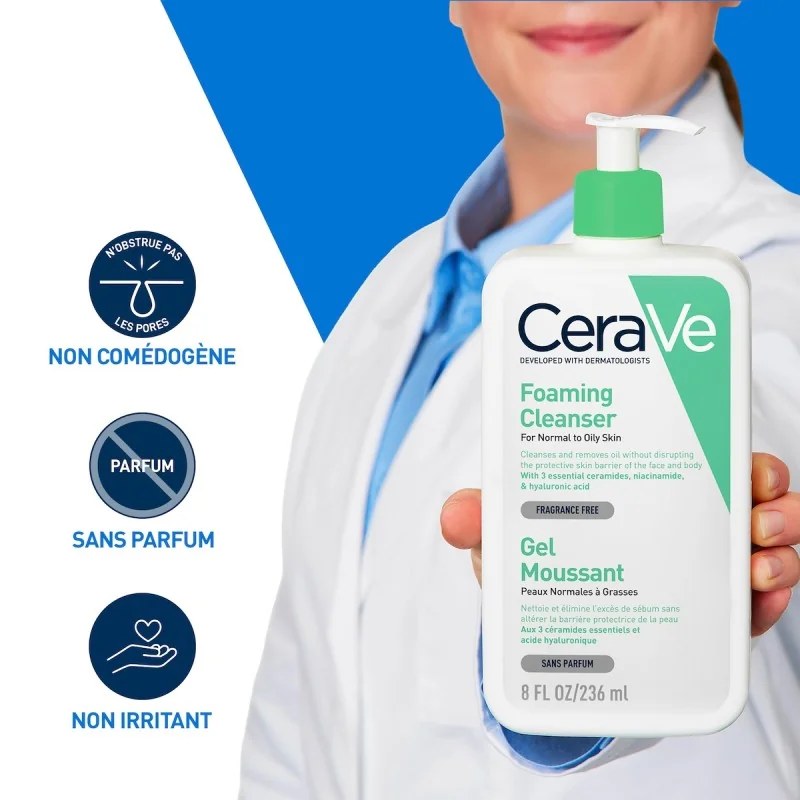 CERAVE   CERAVE GEL MOUSSANT PEAUX NORMALES À GRASSES 236ML — vue 5