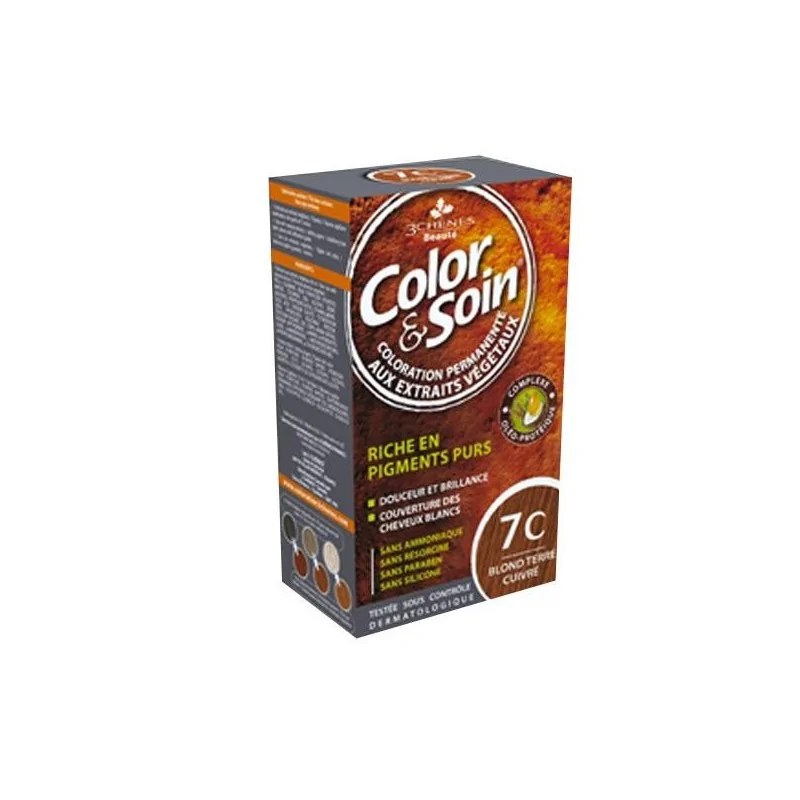 Color & Soin LES 3 CHENES Color & Soin Coloration permanente Extraits végétaux 7C blon Terre cuivre
