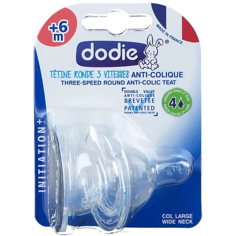 dodie DODIE TETINE INITIATION+ ANTI COLIQUE D4 +6M LIQUIDE EPAIS X2