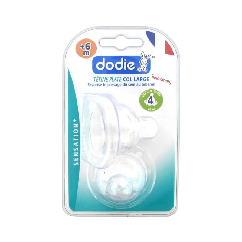 dodie DODIE TETINE PLATE SENSATION+ ANTI COLIQUE D4 +6M LIQUIDE EPAIS X2