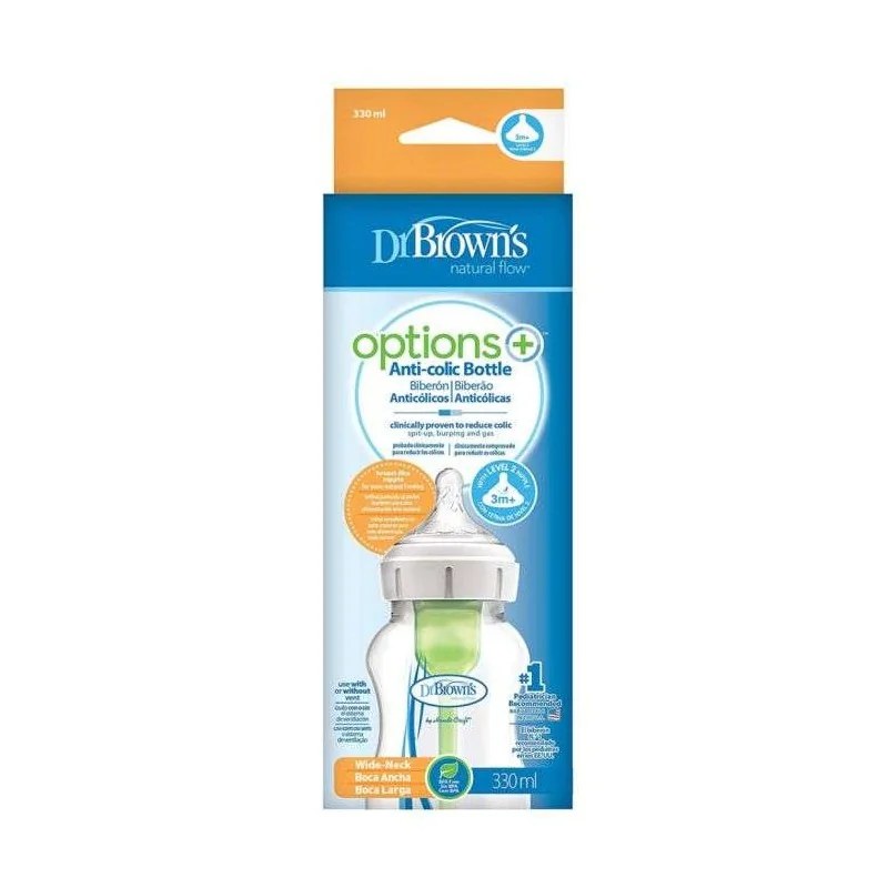 Dr Brown’s DR BROWN'S BIBERON OPTIONS+ + ANTI COLIC COL LARGE 330ML TETINE 3 MOIS+