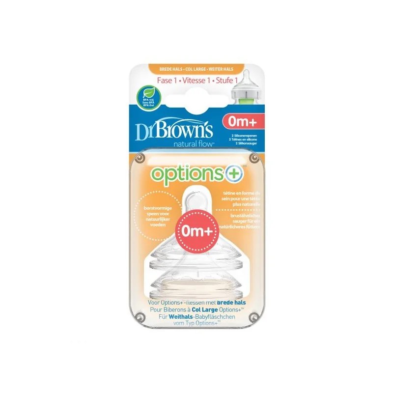 Dr Brown’s DR BROWNS OPTIONS+ TETINE COLE LARGE NIVEAU 1 PACK DE 2 0 MOIS +