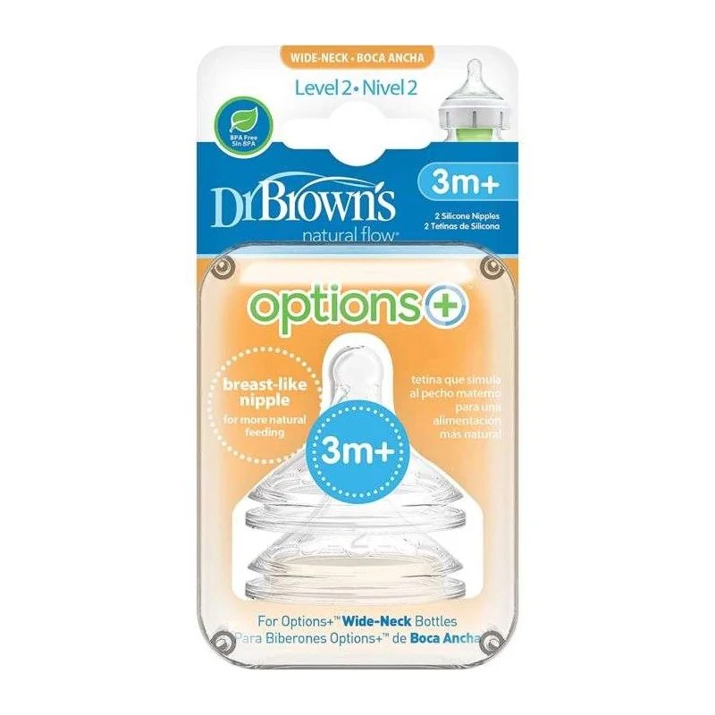 Dr Brown’s DR BROWNS OPTIONS+ TETINE COLE LARGE NIVEAU 2 PACK DE 2 3 MOIS +