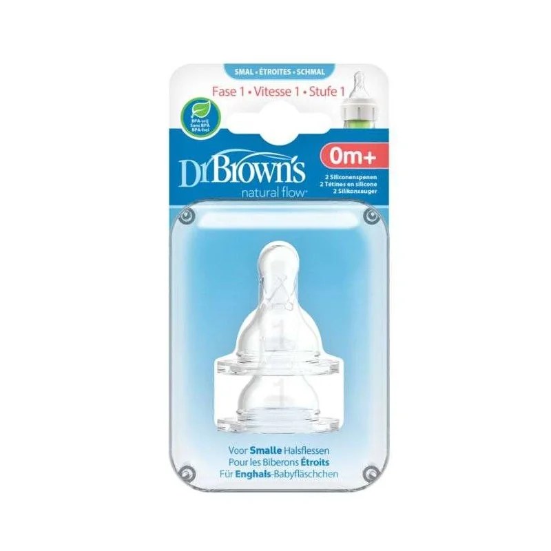 Dr Brown’s DR BROWNS TETINE COLE ETROIT NIVEAU 1 0MOIS+ PACK DE 2
