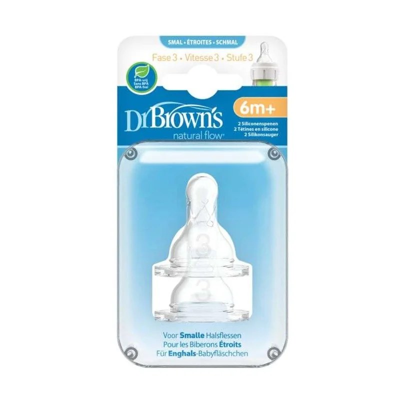 Dr Brown’s DR BROWNS TETINE COLE ETROIT NIVEAU 3 6MOIS+ PACK DE 2