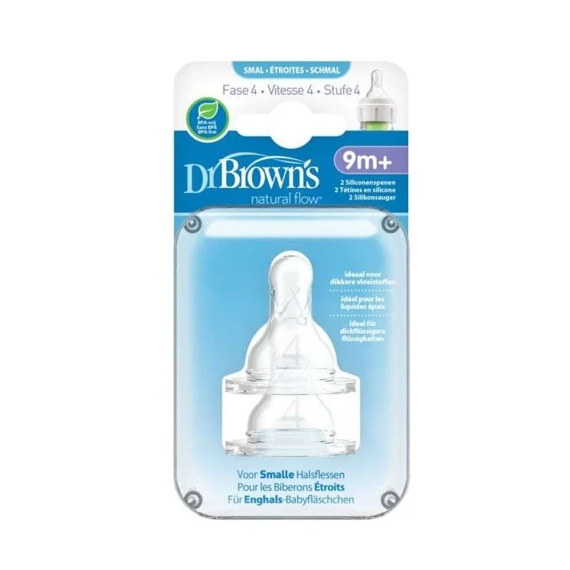 Dr Brown’s DR BROWNS TETINE COLE ETROIT NIVEAU 4 9MOIS+ PACK DE 2
