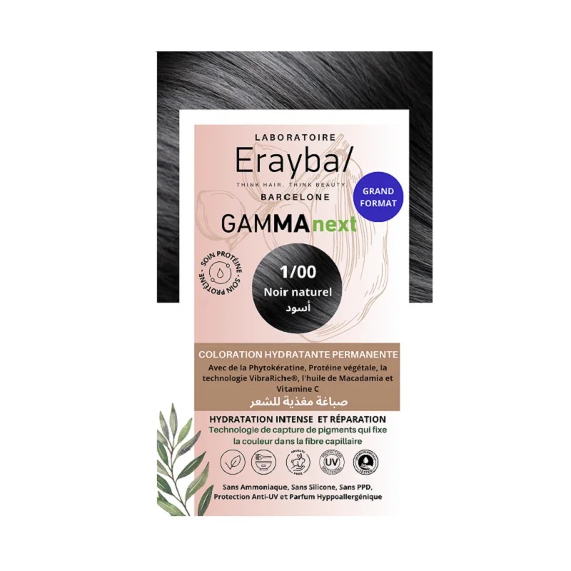 ERAYBA Erayba Gamma Next Coloration 1/00 Noir Naturel Coloration Hydratante Permanente