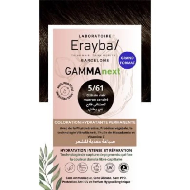 ERAYBA Erayba Gamma Next Coloration 5/61 chatin clair marron cendre Coloration Hydratante Permanente
