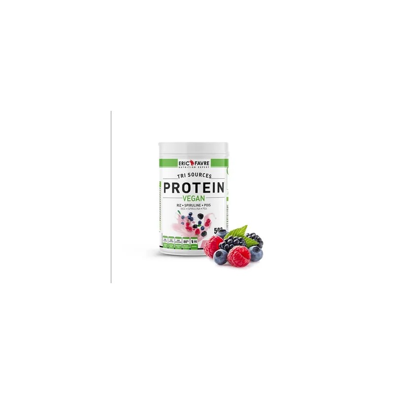 Eric Favre Eric Favre Protein Vegan Protéines Végétales Tri-Source Triple Berry (Fruit Rouge) Pot 500 g