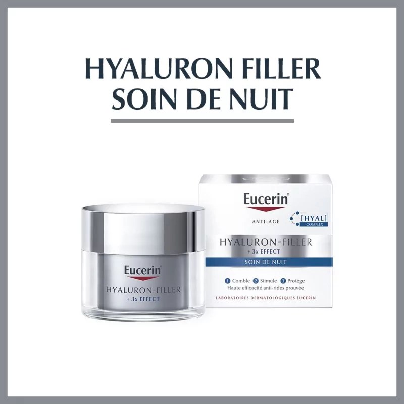EUCERIN EUCERIN Hyaluron-Filler +3x Effect, Anti-Âge Soin de nuit 50ml