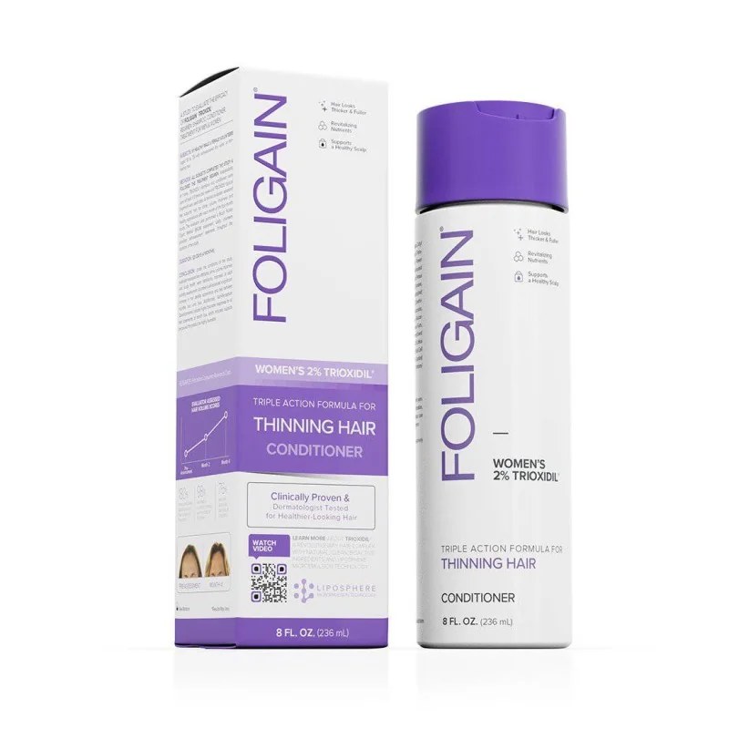 FOLIGAIN FOLIGAIN Après-shampooing triple action pour cheveux clairsemés pour femme avec 2 % de trioxidil 236ml