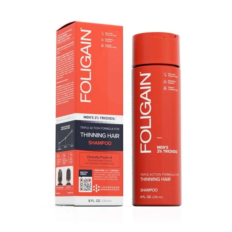 FOLIGAIN FOLIGAIN Shampoing triple action pour cheveux clairsemés pour homme avec 2% de Trioxidil 236ml