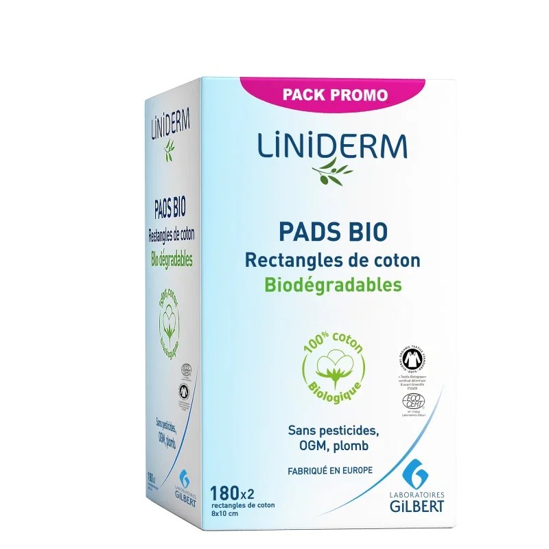 GILBERT GILBERT PADS BIO 180 RECTANGLES DE COTON 8X10CM