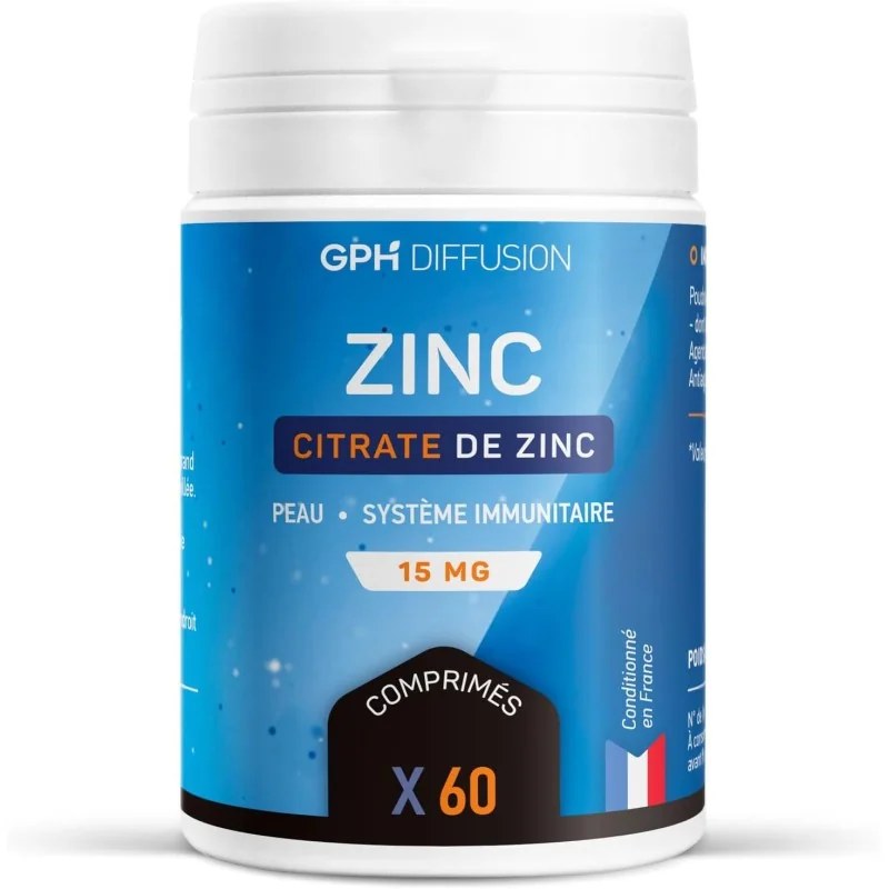 GPH DIFFUSION  GPH DIFFUSION CITRATE DE ZINC 15MG 60 COMPRIMES
