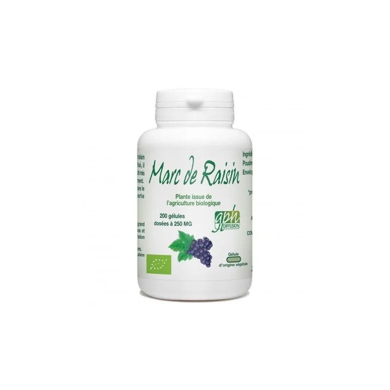 GPH DIFFUSION  GPH DIFFUSION MARC DE RAISIN BIO - 250MG - 200 GÉLULES VÉGÉTALES