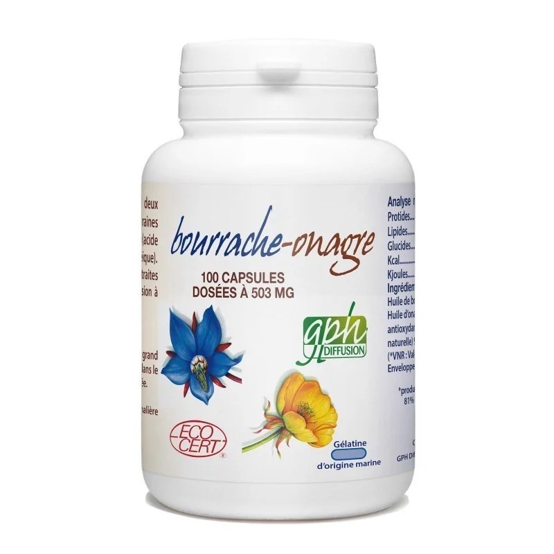 GPH DIFFUSION  GPH DIFFUSION ONAGRE -BOURRACHE BIO - 503MG - 100 CAPSULES