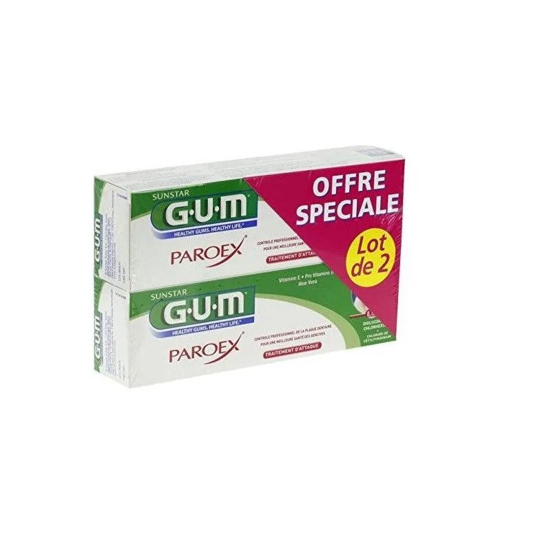 GUM SUNSTAR GUM COFFRET PAROEX DENTIFRICE LOT DE 2X75ML