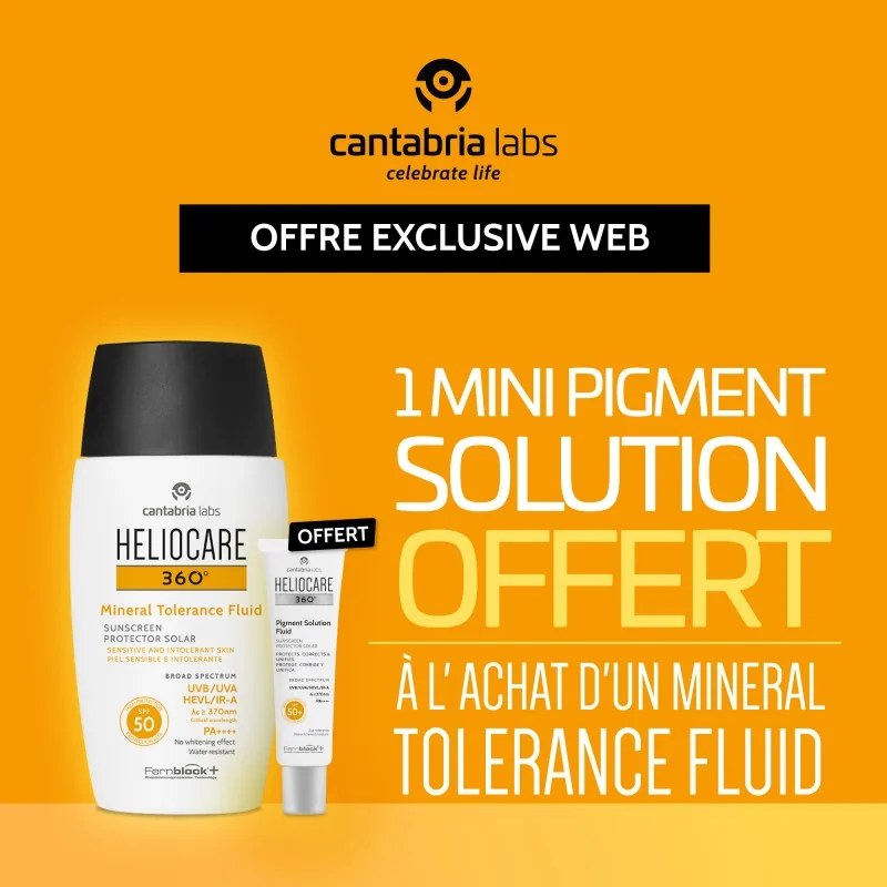 HELIOCARE Heliocare 360 mineral tolerance fluid spf50 50ml Achete + 1 MINI PIGMENT SOLUTON OFFERT