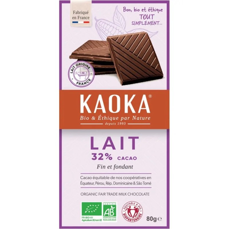 KAOKA kaoka TABLETTE DE CHOCOLAT AU LAIT SIMPLY 32% 80 G