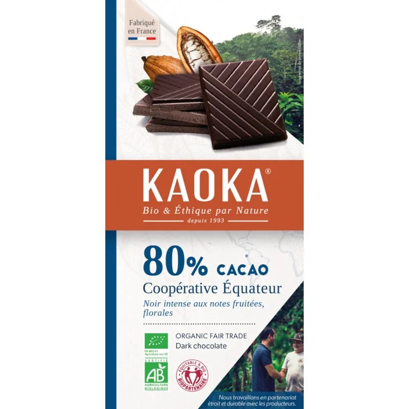 KAOKA KAOKA TABLETTE DE CHOCOLAT NOIR 80% EQUATEUR 100G