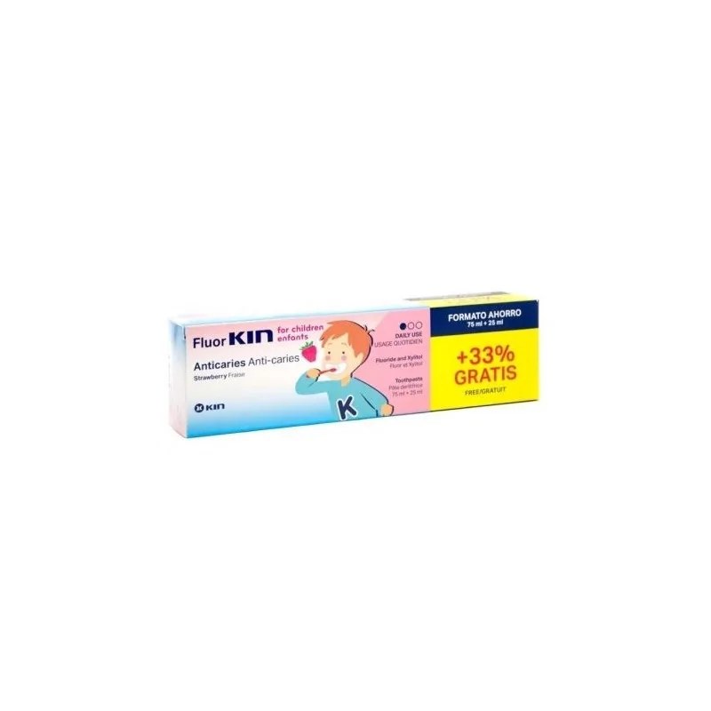 Kin Kin Fluor Dentifrice Pates Enfant Fraise 75ml+ 25ml Gr