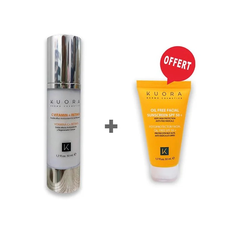 KUORA KUORA PACK Serum global vitamine C+retinol + ecran oil free spf50+