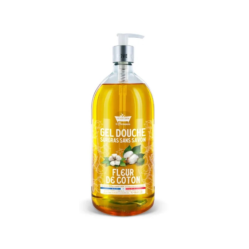 LES PETITS BAINS DE PROVENCE LES PETITS BAINS DE PROVENCE GEL DOUCHE FLEUR DE COTON  FLACON  1 LITRE