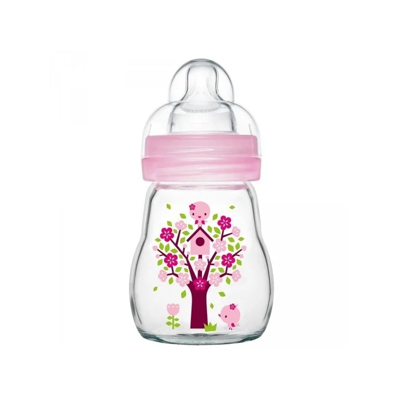 MAM  MAM BIBERON EN VERRE FEEL GOOD 1ER AGE ROSE 170ML
