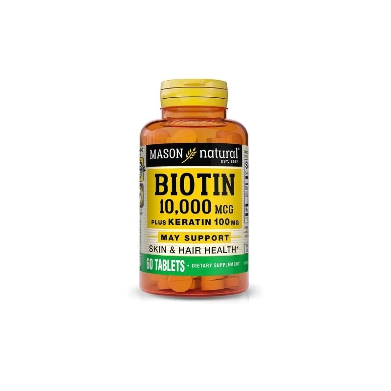 Mason Natural Mason Natural Biotin 10000mcg plus keratin 100mg 60 tablets