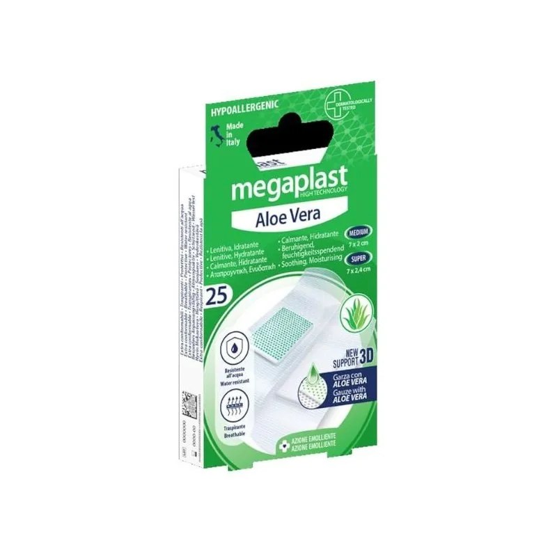 MEGAPLAST MEGAPLAST ALOE VERA PANSEMENT 3D HYDRATANTE BOITE DE 25 - REF 083502