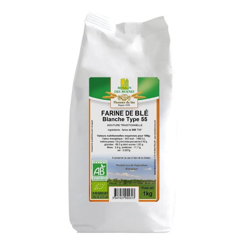 MOULIN DES MOINES MOULIN DES MOINES FARINE DE BLE PATISSIERE T55 1KG