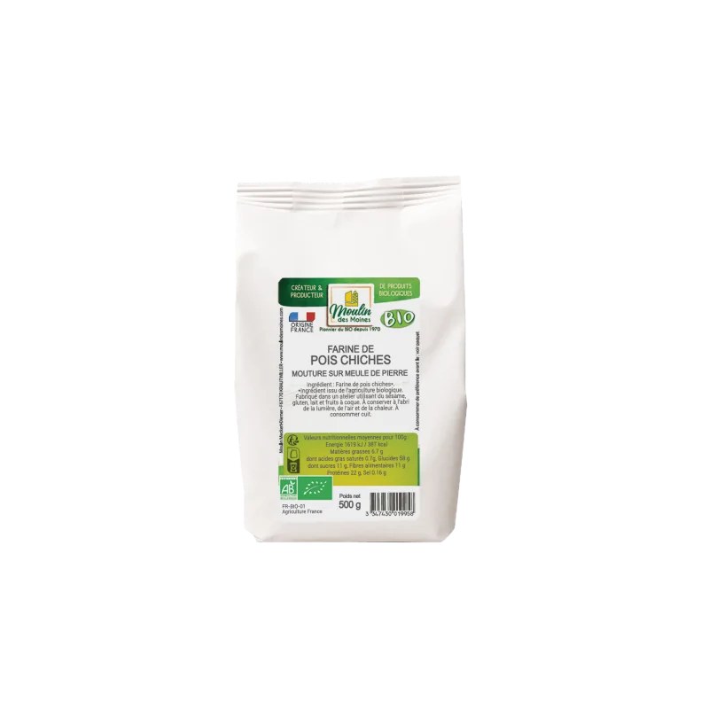 MOULIN DES MOINES Farine de pois chiches  Bio - 500 g - Moulin des Moines