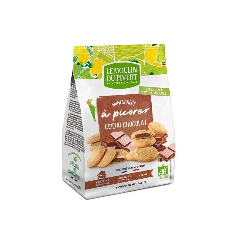 Moulin Du Pivert MOULIN DU PIVERT MINI SABLES A PICORER CŒUR CHOCOLAT 170G
