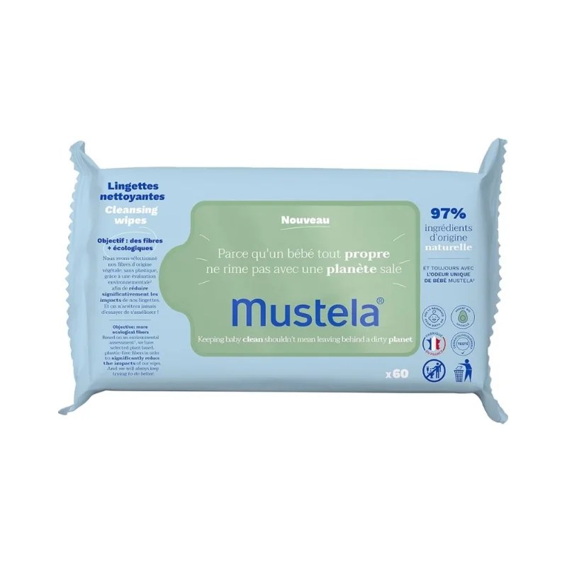 MUSTELA MUSTELA LINGETTES NETTOYANTES A L’AVOCAT BIO*60