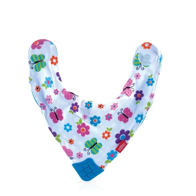 Nûby  Nûby Bavoir imprimé en tissu avec téton triangulaire pour poussée dentaire +3mois Réf : ID4290