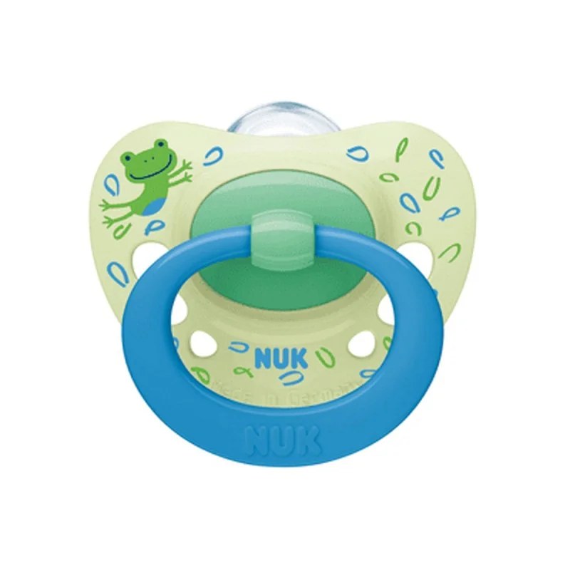 NUK Nuk Sucette en Silicone Signature 6-18 mois Grenouille vert