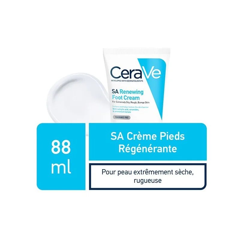 CERAVE CRÈME RÉGÉNÉRANTE PIEDS TRÈS SECS ABÎMÉS RUGUEUX FENDILLES 88ML