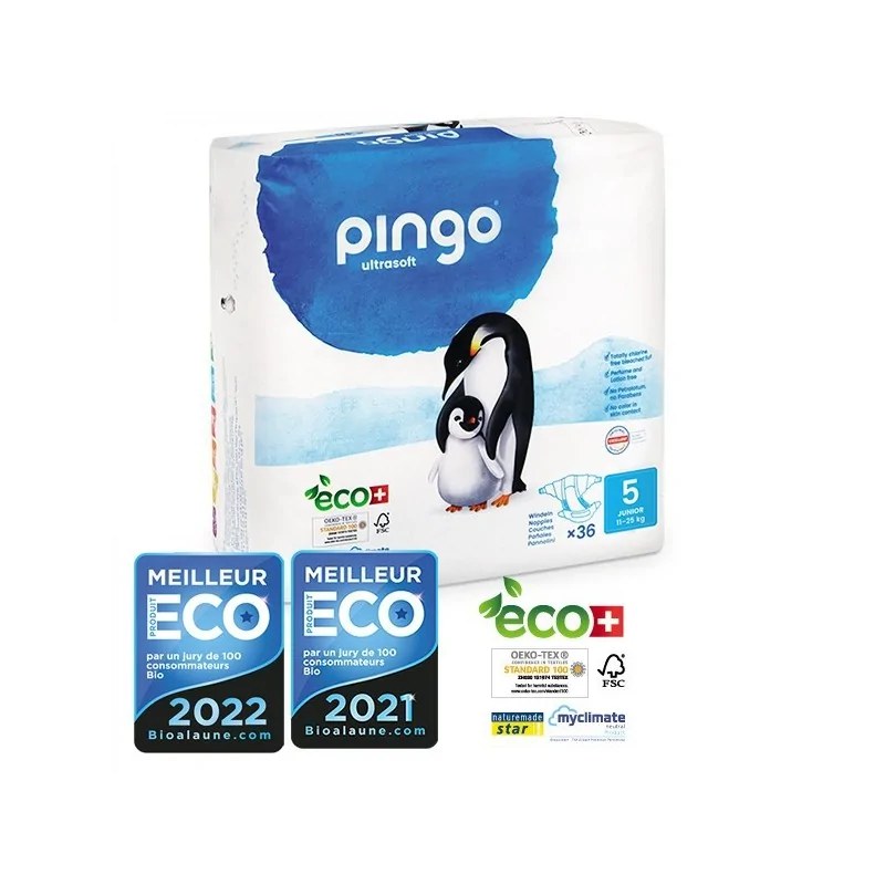 Pingo PINGO COUCHES ÉCOLOGIQUES JETABLES JUNIOR TAILLE 5 (11-25KG) 36 COUCHES